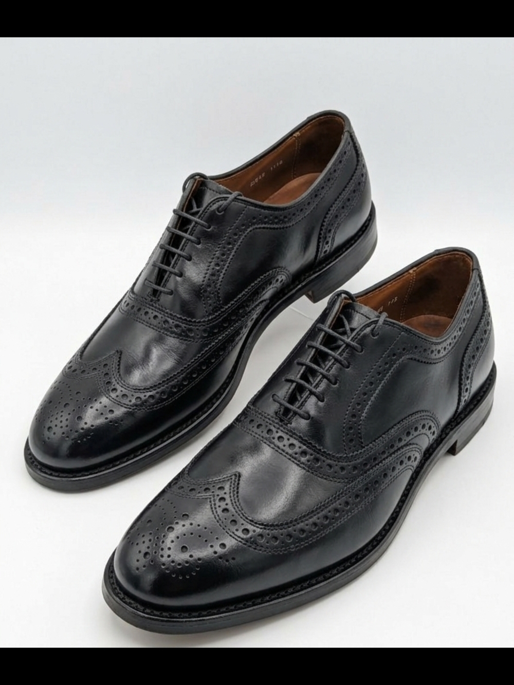 Allen Edmonds McAllister Black Leather Wingtip Oxfords - Men's Dress Shoes 11.5